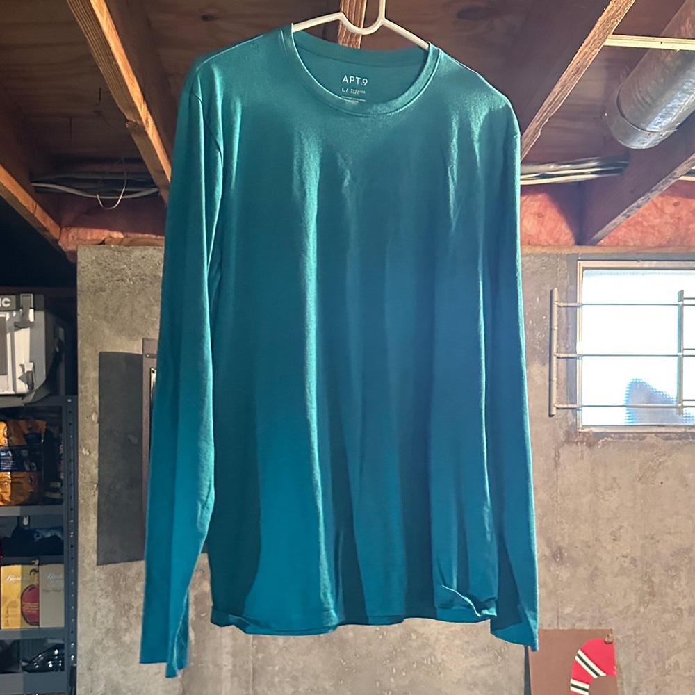 Apt. 9 Men's Aqua Long Sleeve Tee